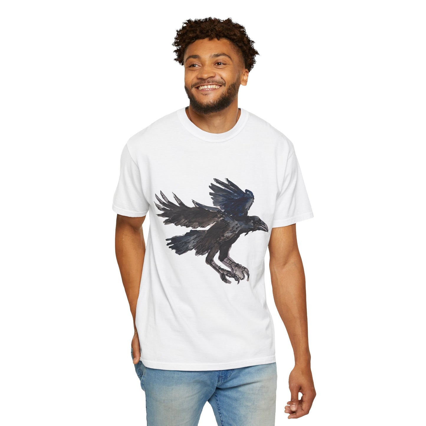 Raven Flight T-Shirt — Watercolor Crow Graphic Tee