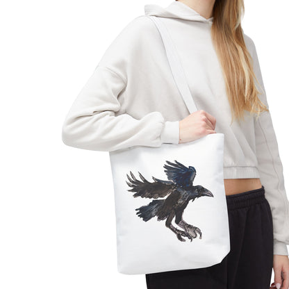 Raven Flight Tote Bag – Watercolor Crow Art AOP Canvas Tote