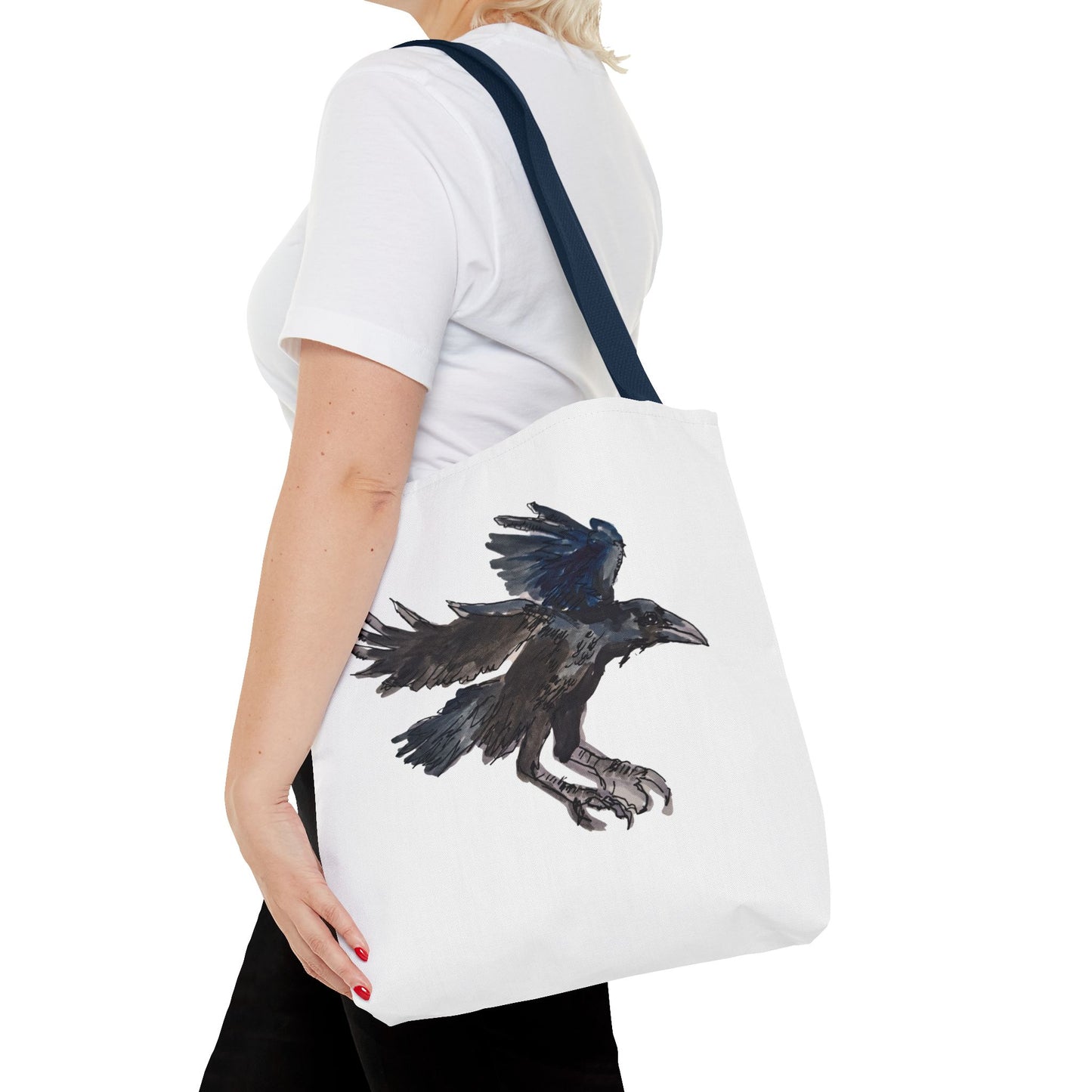 Raven Flight Tote Bag – Watercolor Crow Art AOP Canvas Tote