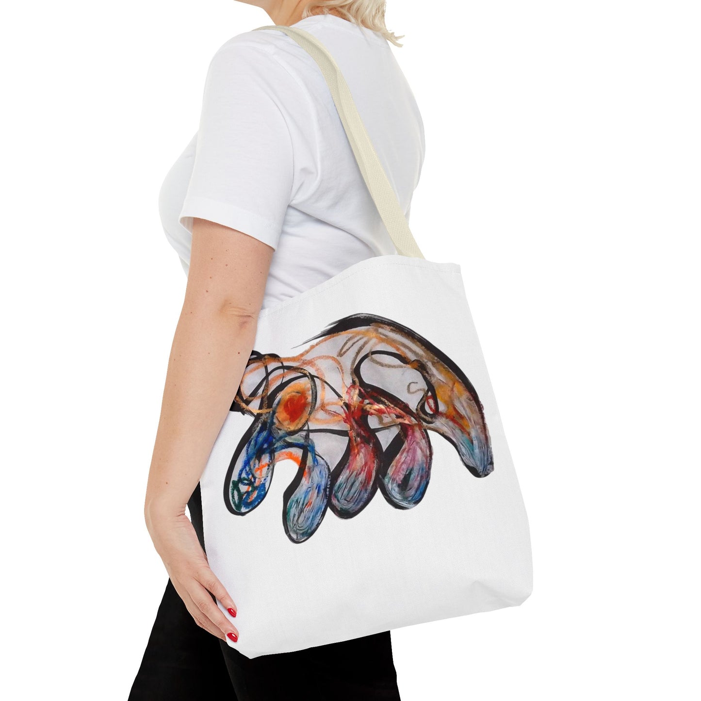 Abstract Hand-Painted Art Tote Bag — Colorful Organic Brushstroke Design