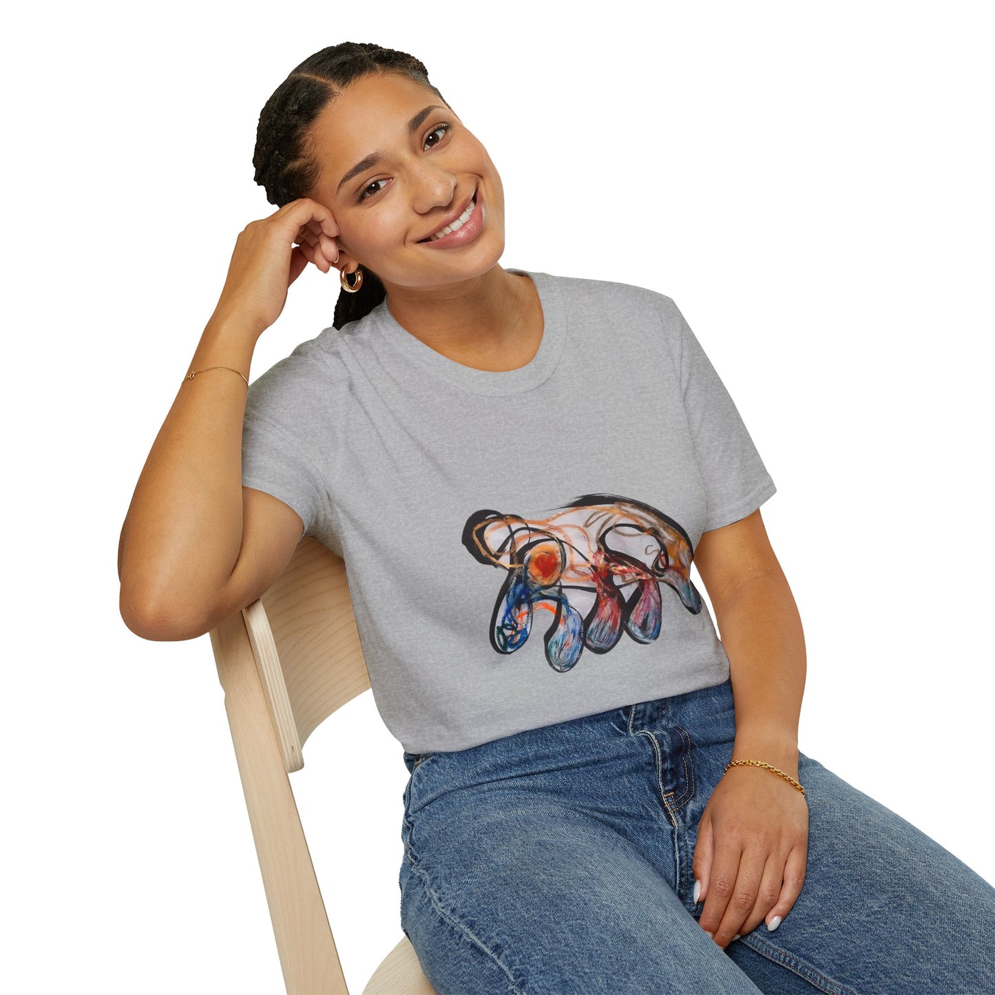 Abstract Wave Art T‑Shirt — Colorful Hand-Drawn Ocean Design