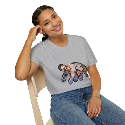 Abstract Wave Art T‑Shirt — Colorful Hand-Drawn Ocean Design