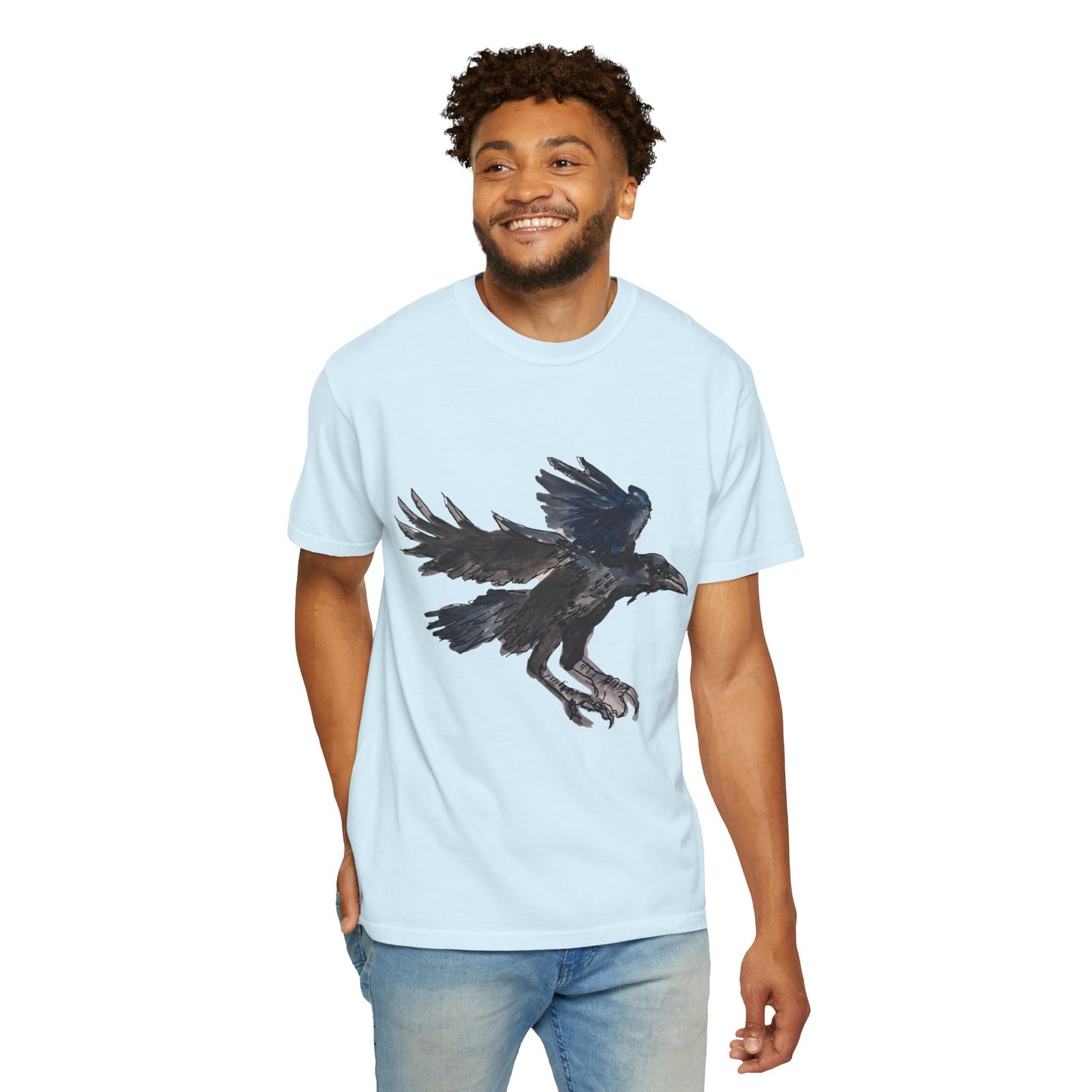 Raven Flight T-Shirt — Watercolor Crow Graphic Tee
