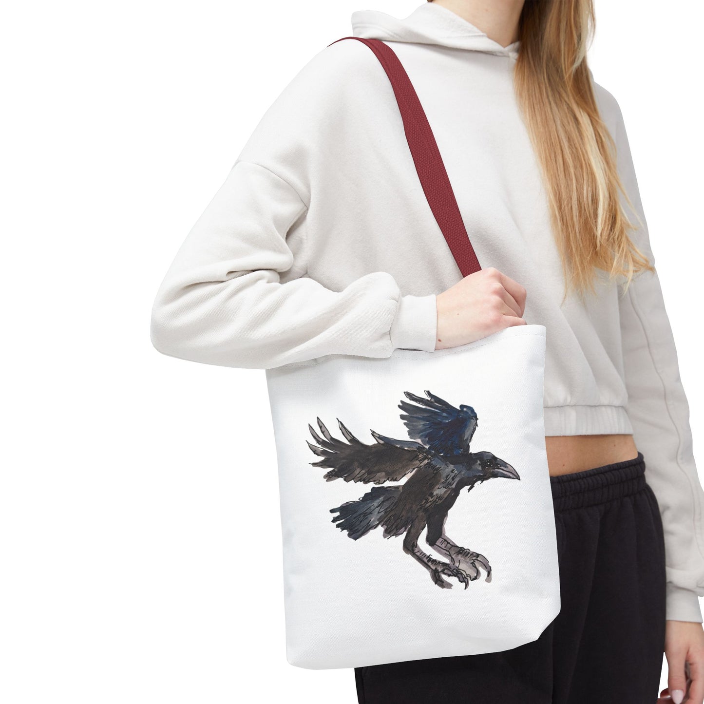 Raven Flight Tote Bag – Watercolor Crow Art AOP Canvas Tote