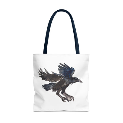 Raven Flight Tote Bag – Watercolor Crow Art AOP Canvas Tote