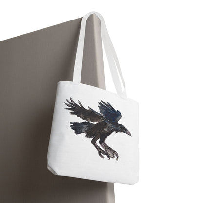Raven Flight Tote Bag – Watercolor Crow Art AOP Canvas Tote