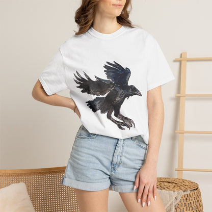 Raven Flight T-Shirt — Watercolor Crow Graphic Tee
