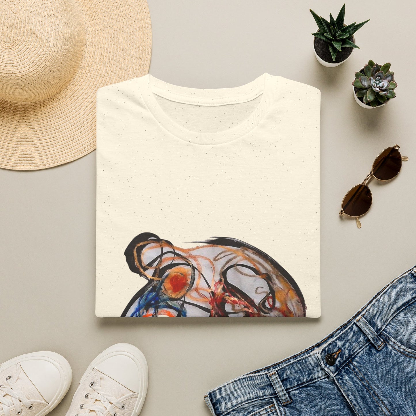 Abstract Wave Art T‑Shirt — Colorful Hand-Drawn Ocean Design