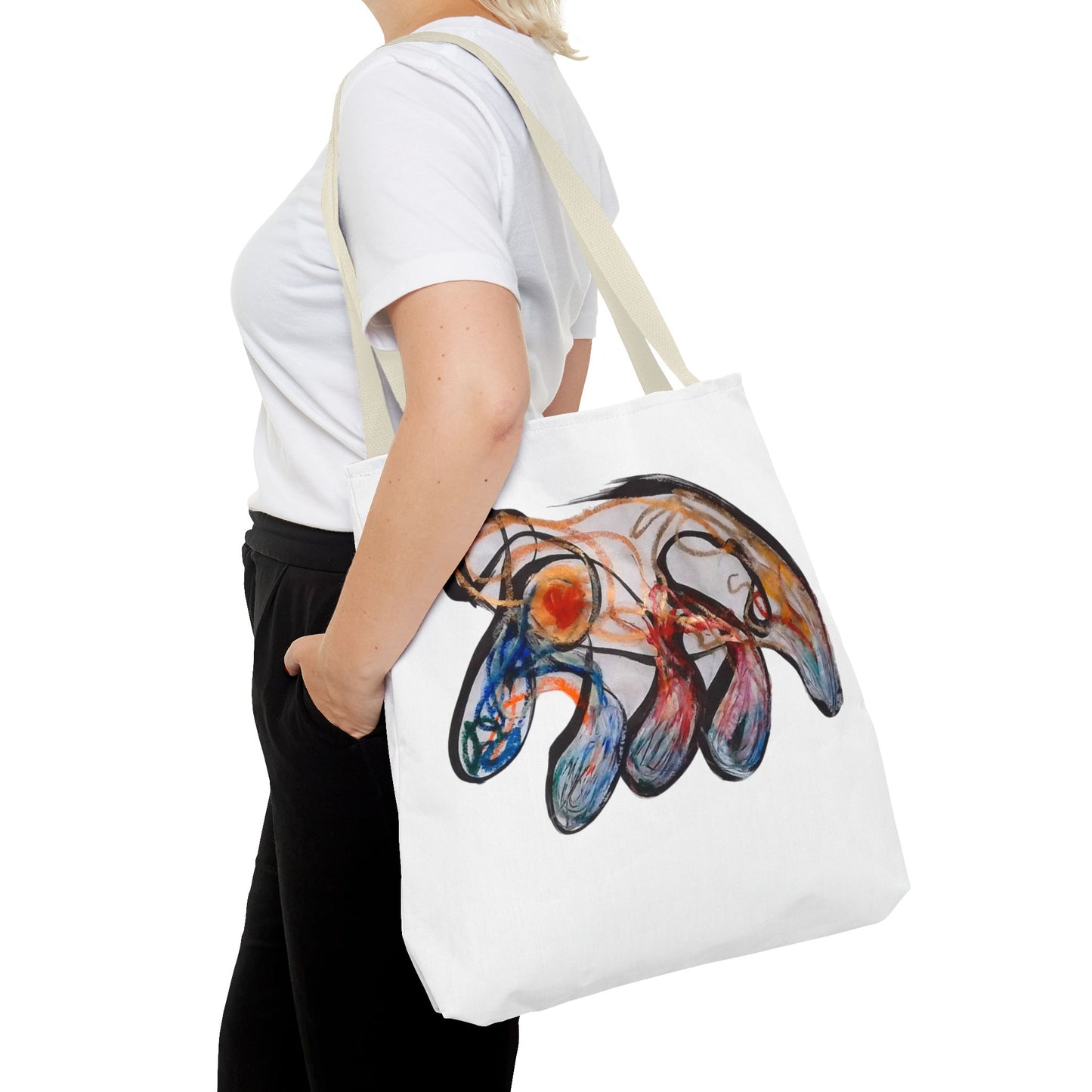 Abstract Hand-Painted Art Tote Bag — Colorful Organic Brushstroke Design