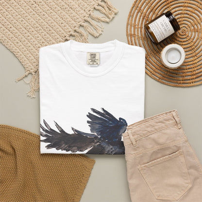 Raven Flight T-Shirt — Watercolor Crow Graphic Tee