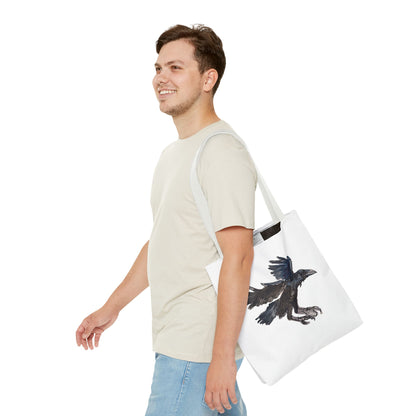 Raven Flight Tote Bag – Watercolor Crow Art AOP Canvas Tote