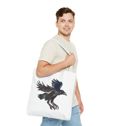Raven Flight Tote Bag – Watercolor Crow Art AOP Canvas Tote