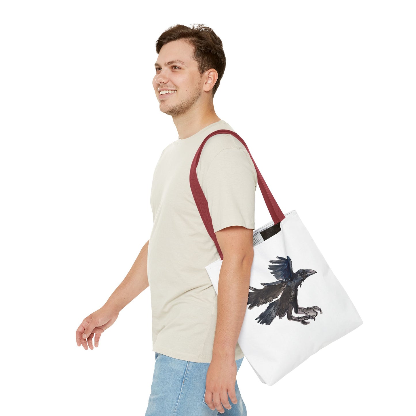 Raven Flight Tote Bag – Watercolor Crow Art AOP Canvas Tote