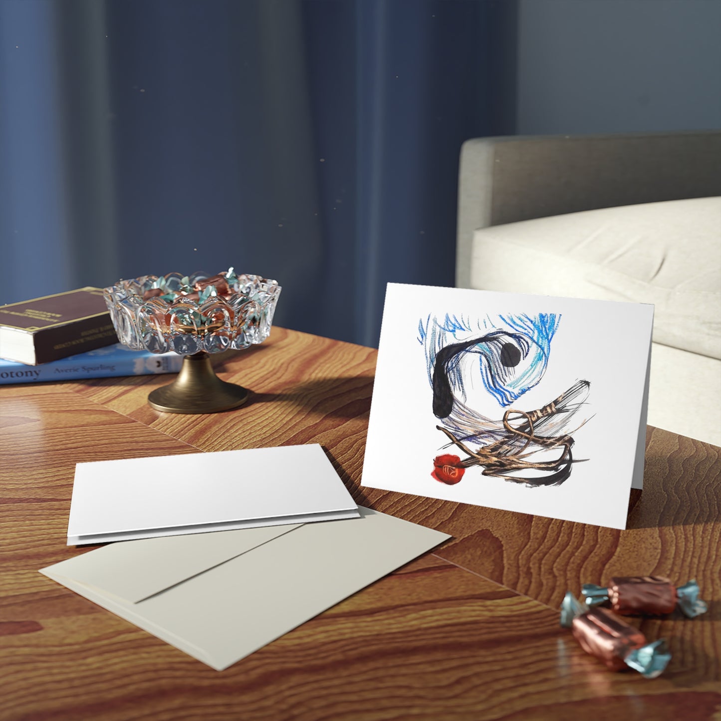 Abstract Fish Sketch Greeting Cards