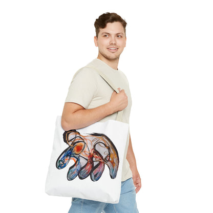 Abstract Hand-Painted Art Tote Bag — Colorful Organic Brushstroke Design