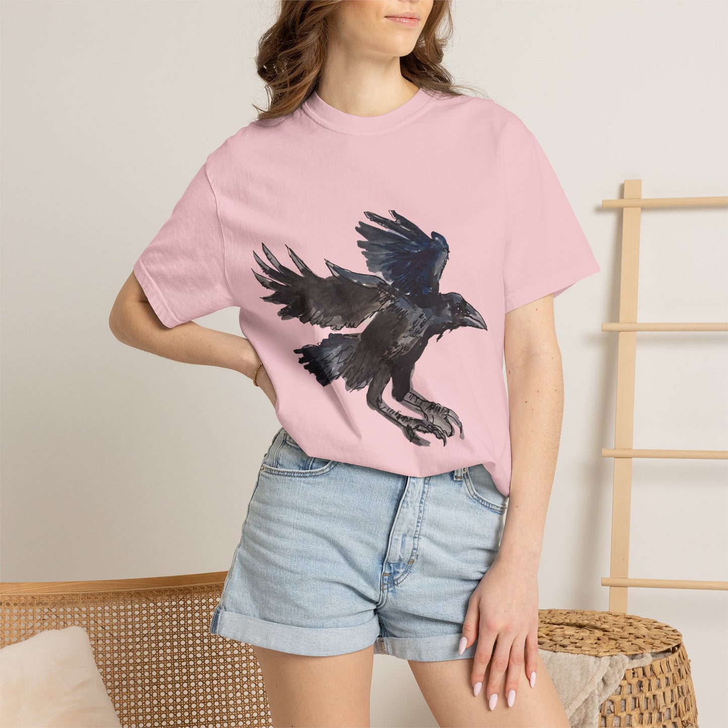 Raven Flight T-Shirt — Watercolor Crow Graphic Tee