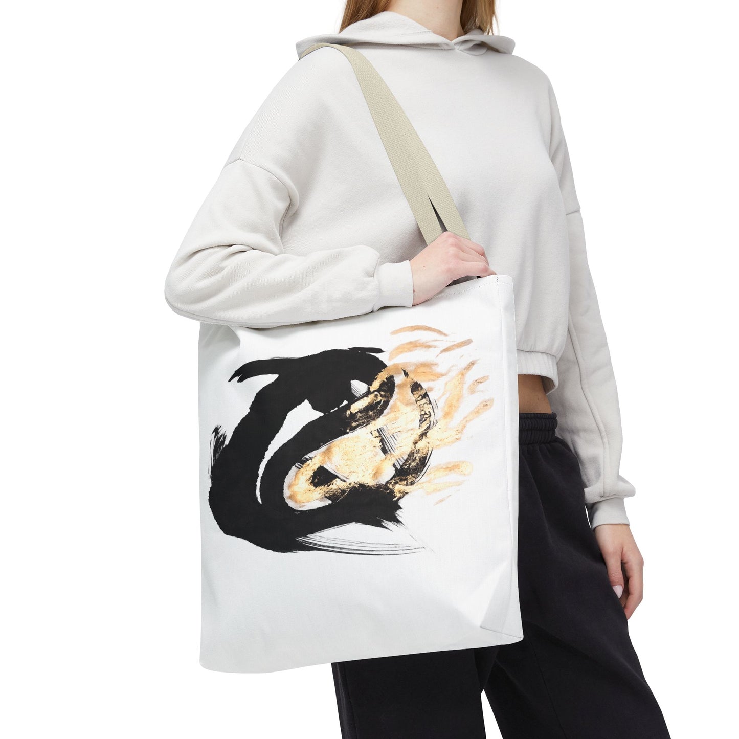 Abstract Sumi Ink Dragon Tote Bag — Canvas Tote