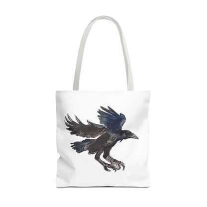 Raven Flight Tote Bag – Watercolor Crow Art AOP Canvas Tote
