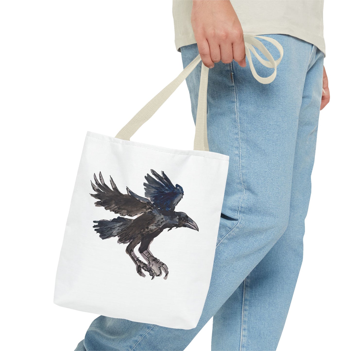Raven Flight Tote Bag – Watercolor Crow Art AOP Canvas Tote