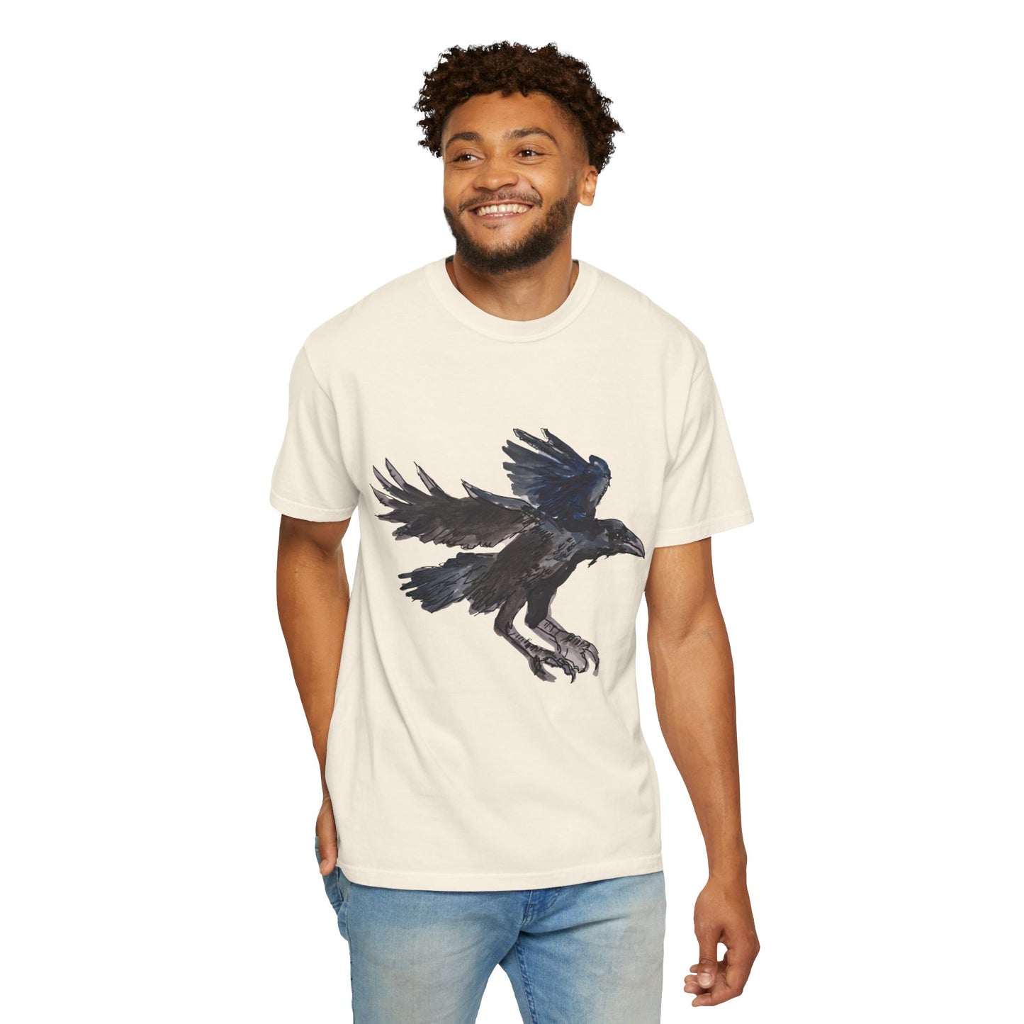 Raven Flight T-Shirt — Watercolor Crow Graphic Tee
