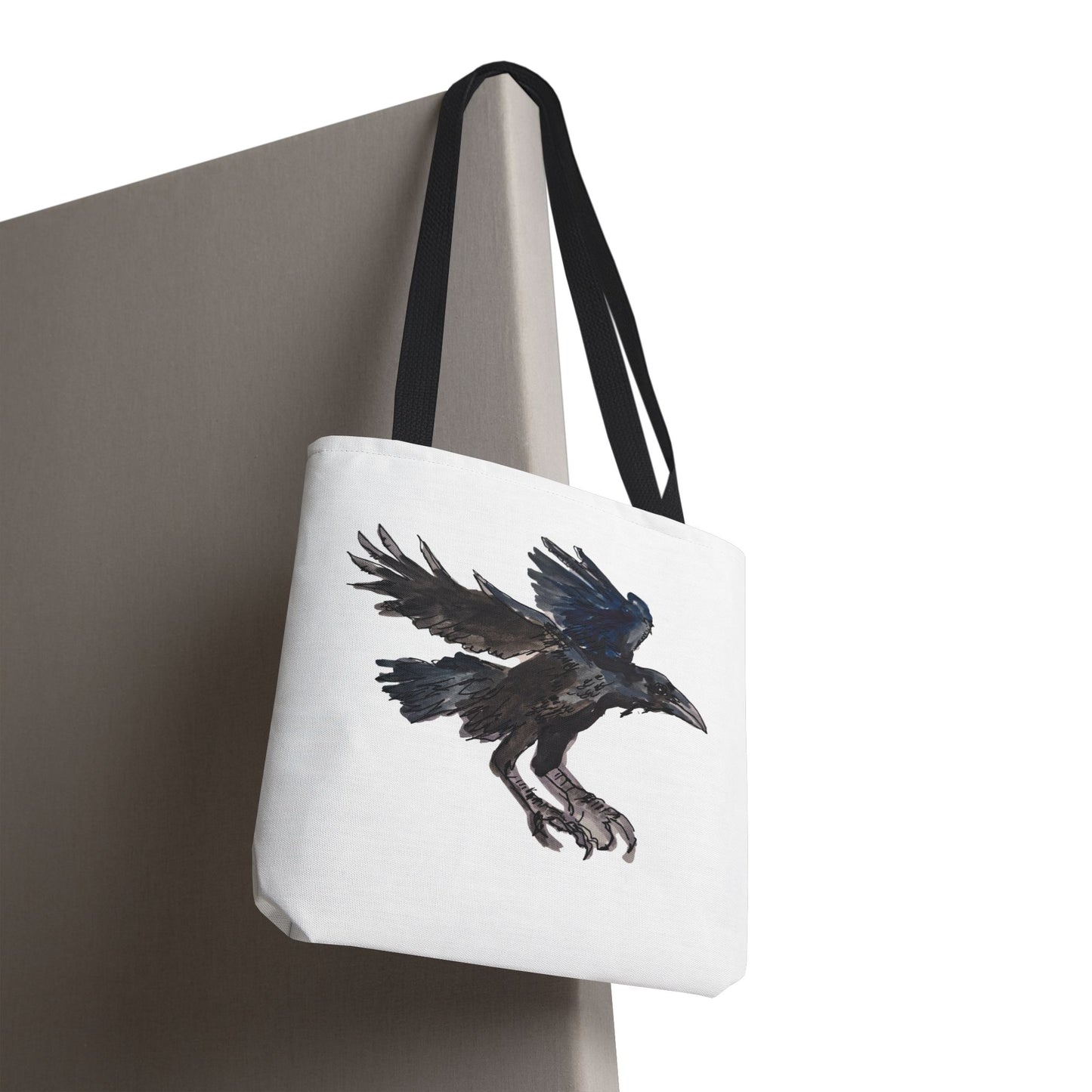Raven Flight Tote Bag – Watercolor Crow Art AOP Canvas Tote
