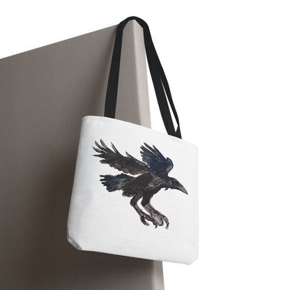 Raven Flight Tote Bag – Watercolor Crow Art AOP Canvas Tote