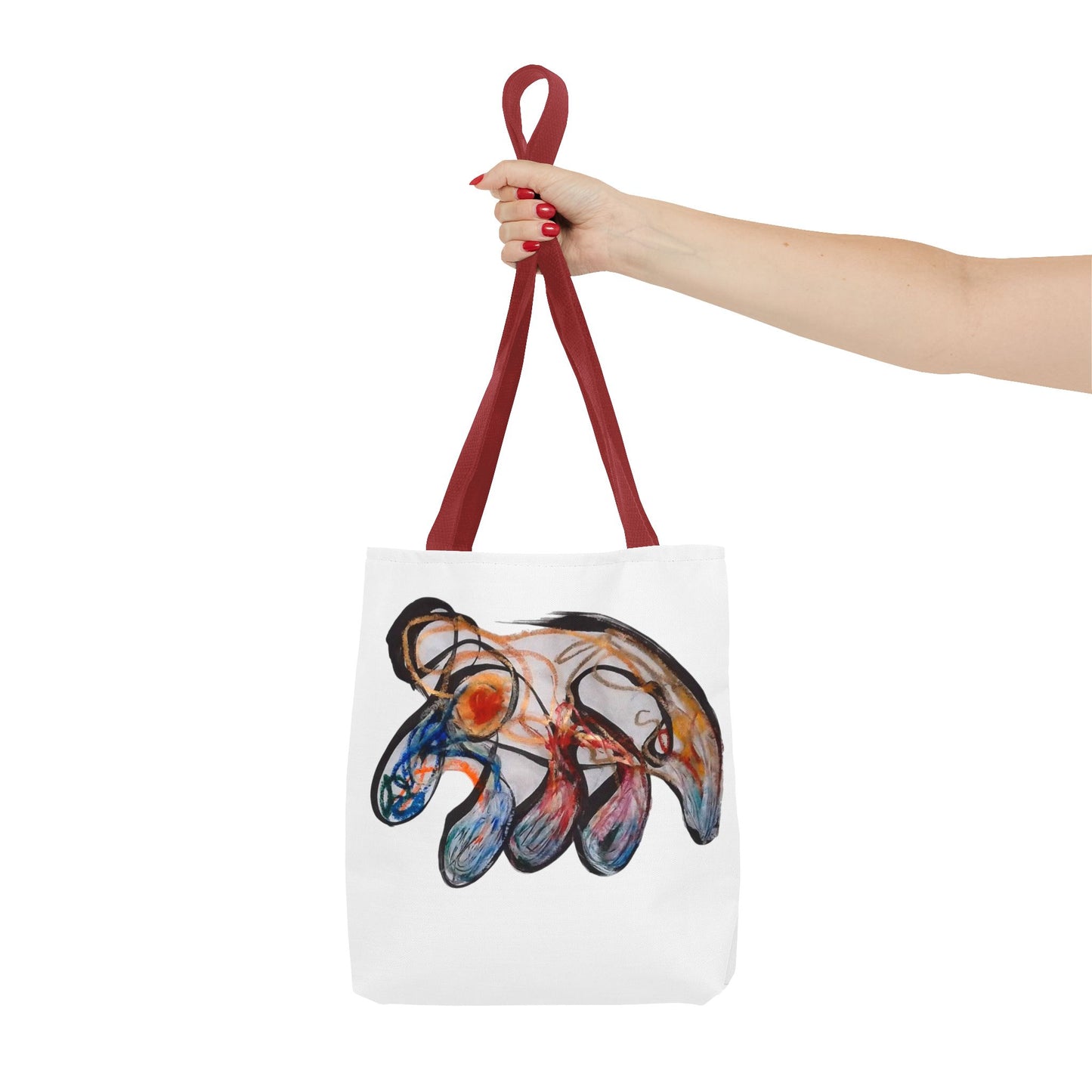 Abstract Hand-Painted Art Tote Bag — Colorful Organic Brushstroke Design
