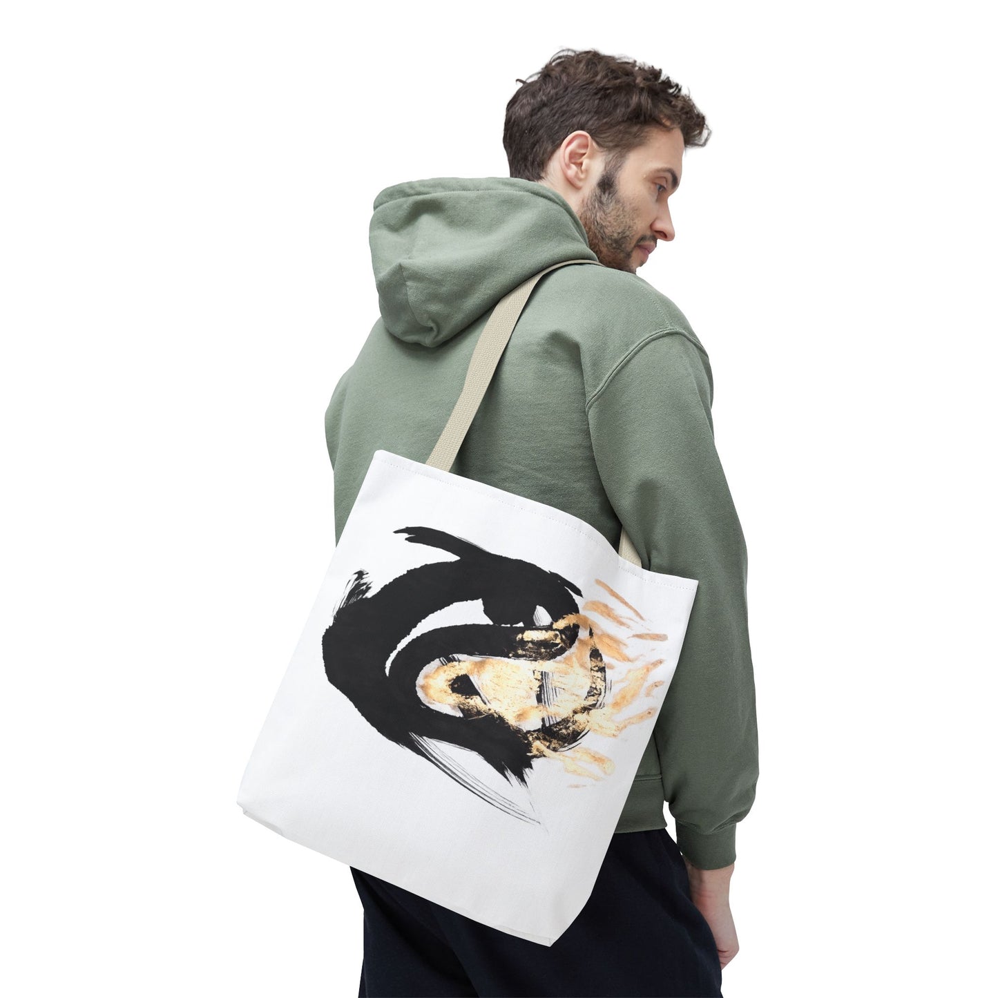 Abstract Sumi Ink Dragon Tote Bag — Canvas Tote