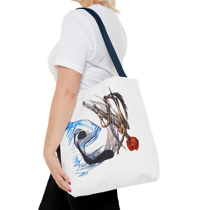 Abstract Art Tote Bag — Modern Brushstroke Design with Red Accent