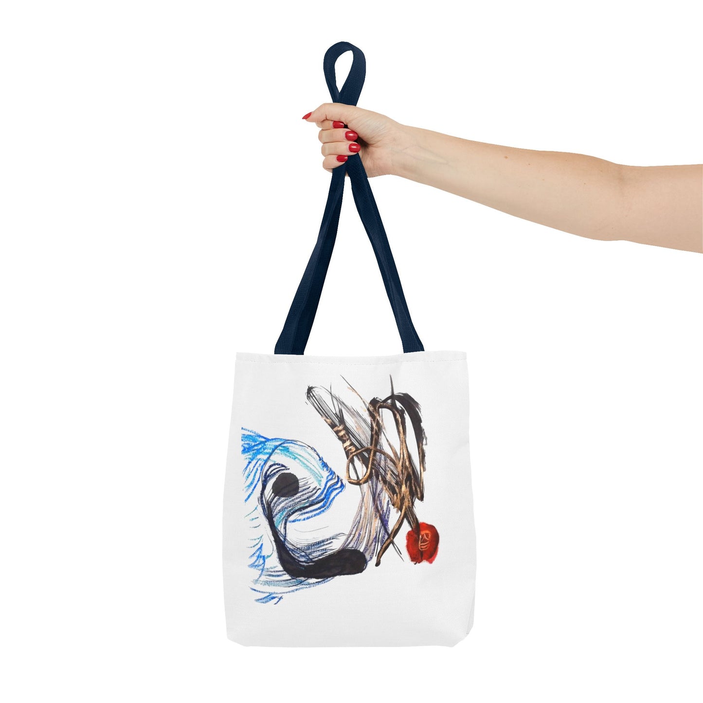 Abstract Art Tote Bag — Modern Brushstroke Design with Red Accent