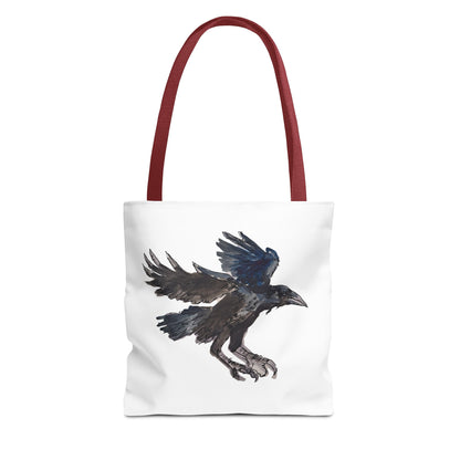 Raven Flight Tote Bag – Watercolor Crow Art AOP Canvas Tote
