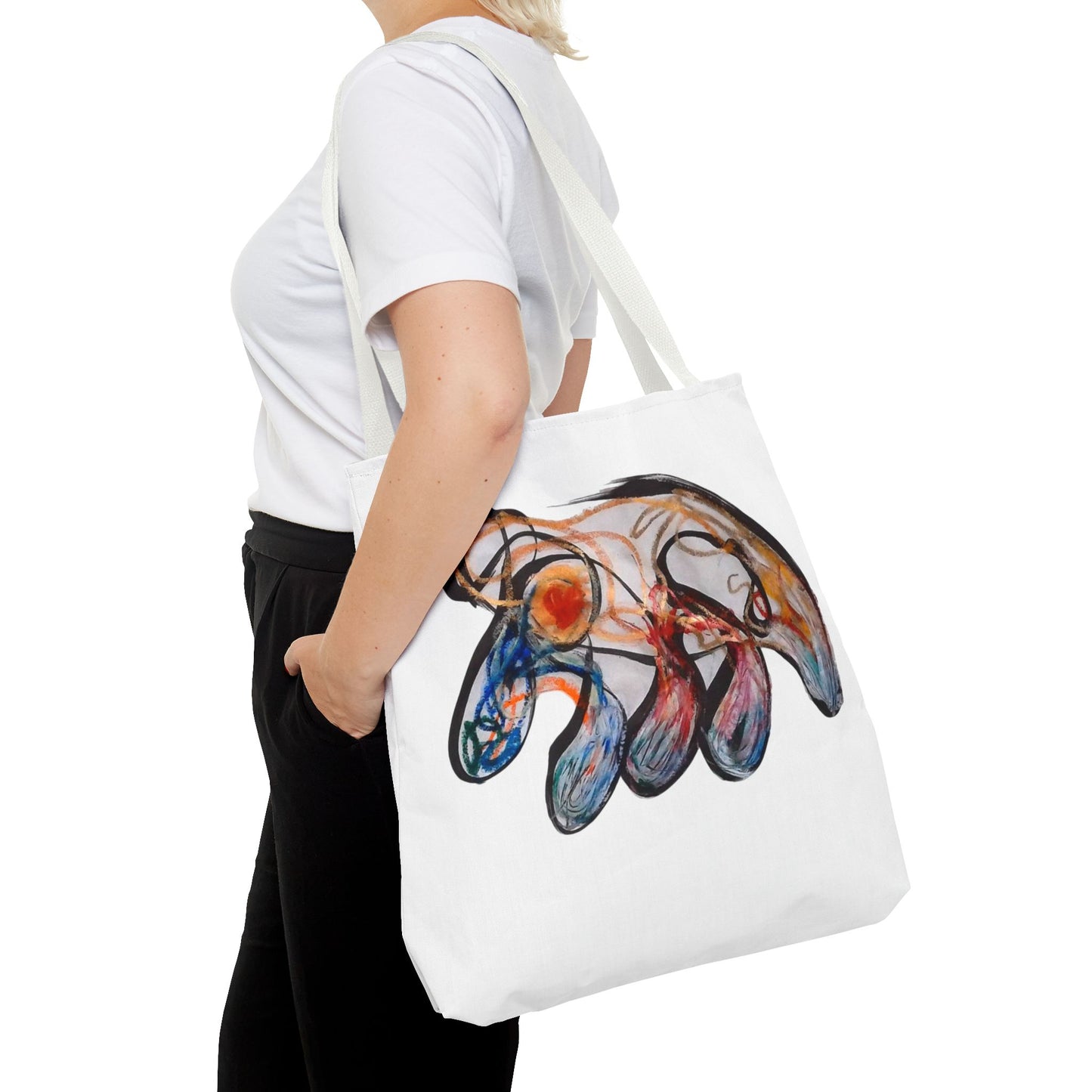 Abstract Hand-Painted Art Tote Bag — Colorful Organic Brushstroke Design