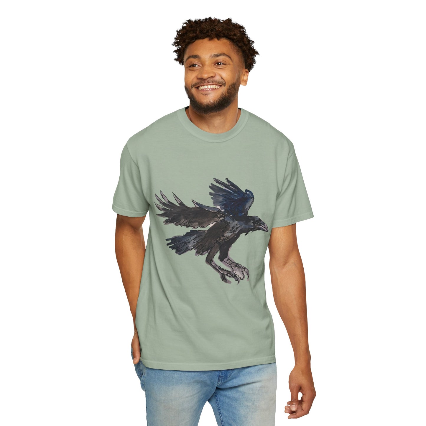 Raven Flight T-Shirt — Watercolor Crow Graphic Tee