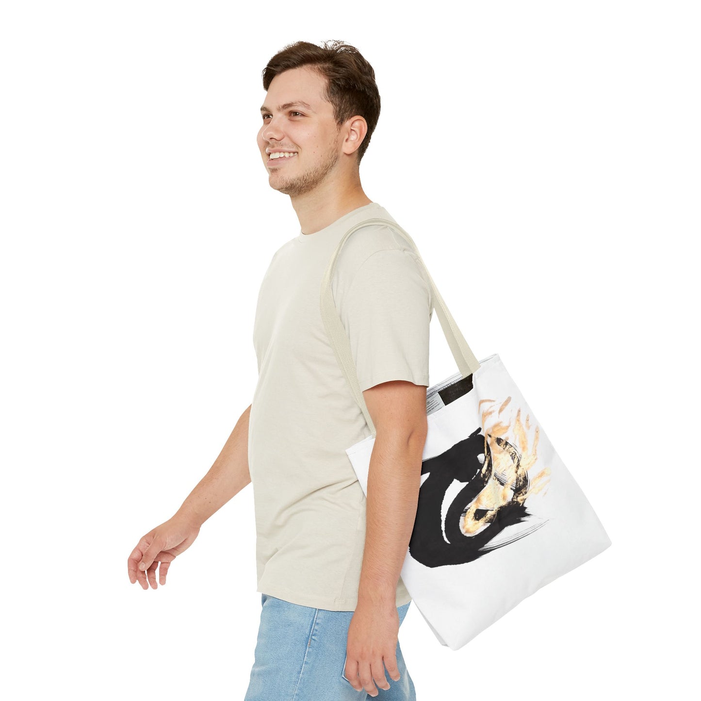 Abstract Sumi Ink Dragon Tote Bag — Canvas Tote