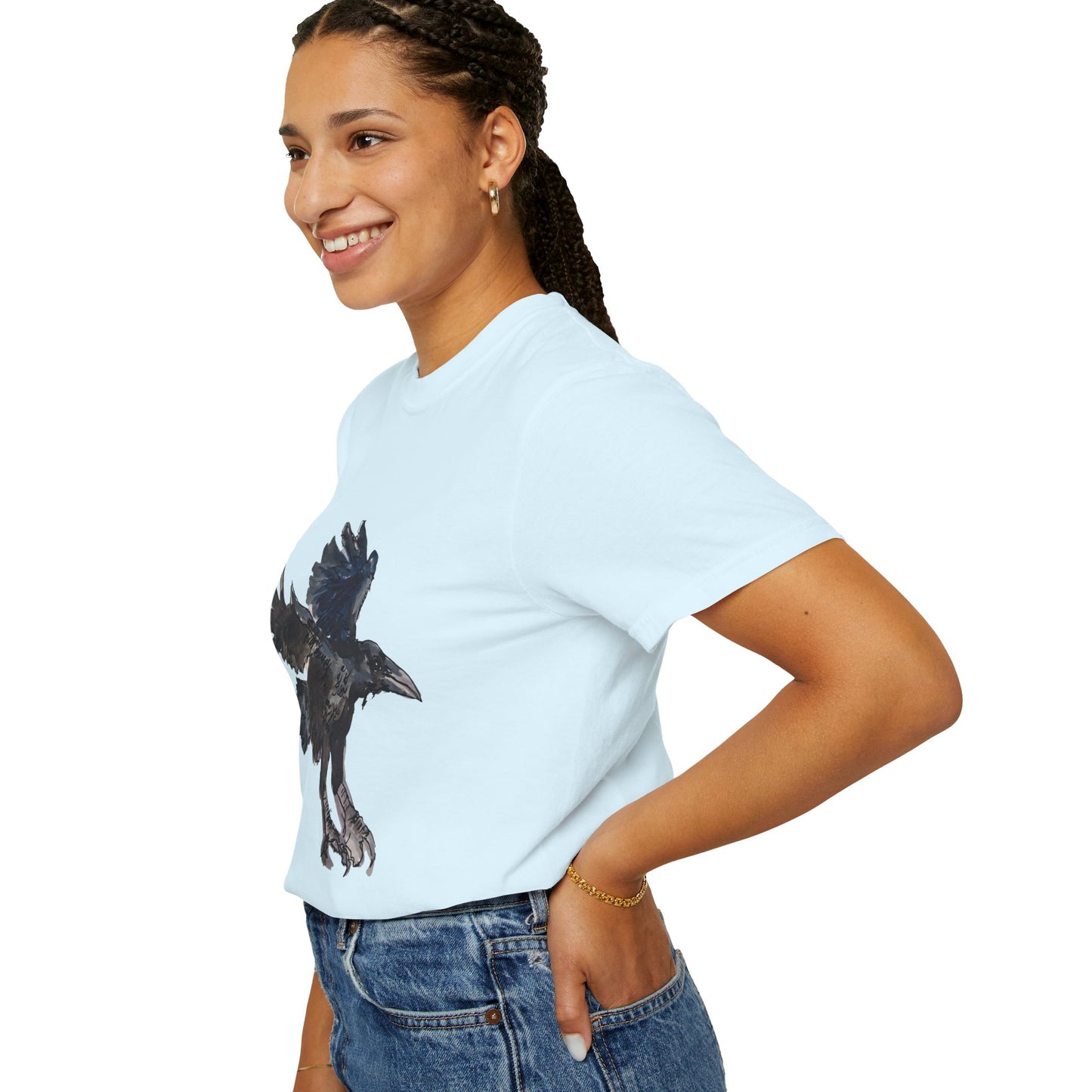 Raven Flight T-Shirt — Watercolor Crow Graphic Tee