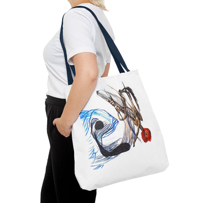 Abstract Art Tote Bag — Modern Brushstroke Design with Red Accent