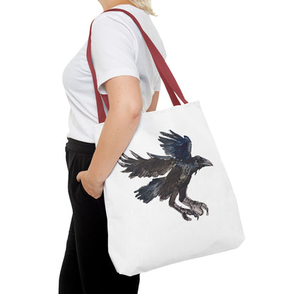 Raven Flight Tote Bag – Watercolor Crow Art AOP Canvas Tote