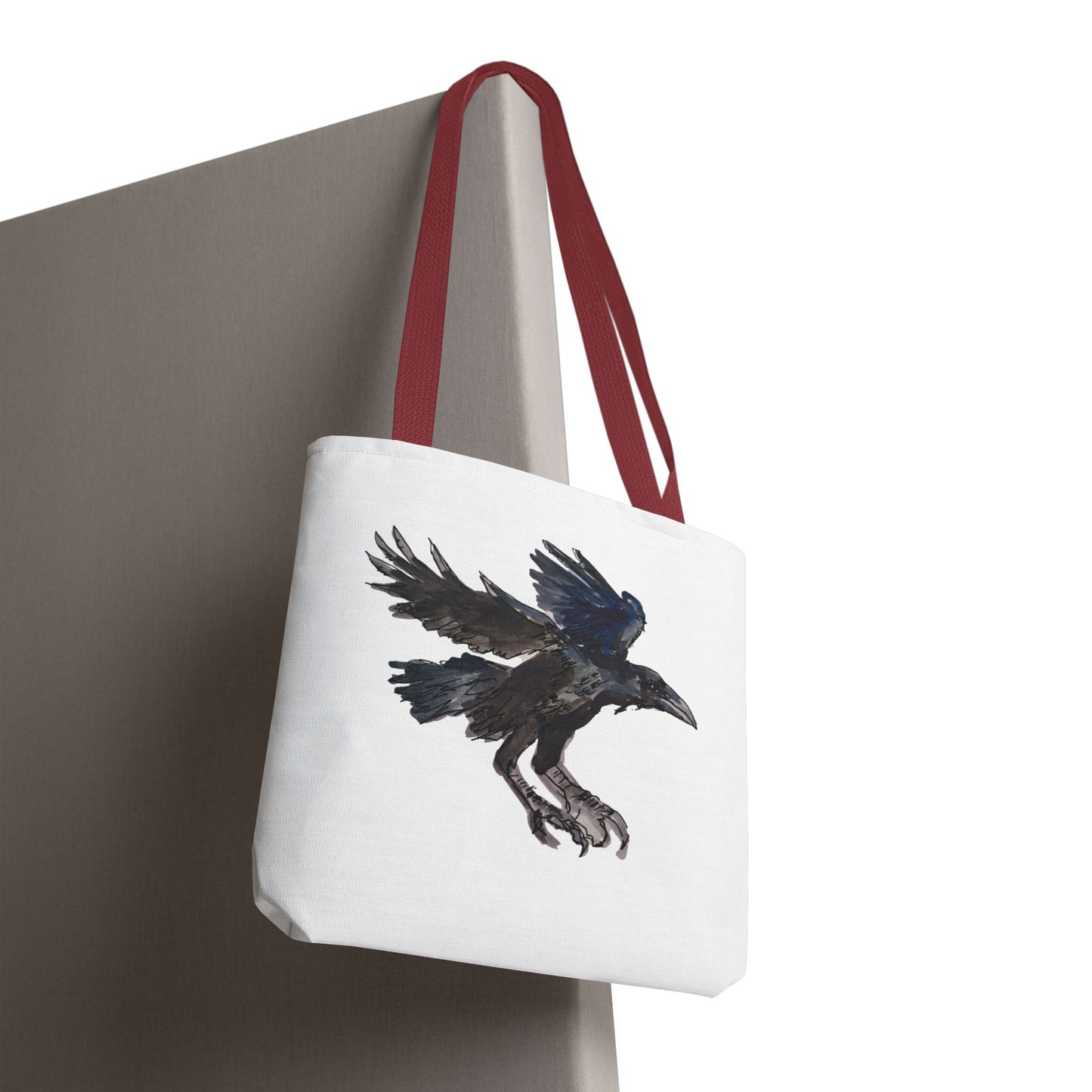 Raven Flight Tote Bag – Watercolor Crow Art AOP Canvas Tote