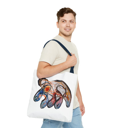 Abstract Hand-Painted Art Tote Bag — Colorful Organic Brushstroke Design