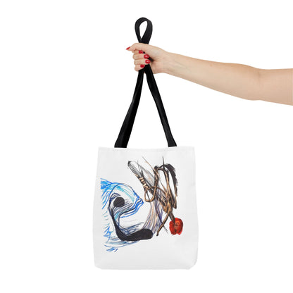 Abstract Art Tote Bag — Modern Brushstroke Design with Red Accent