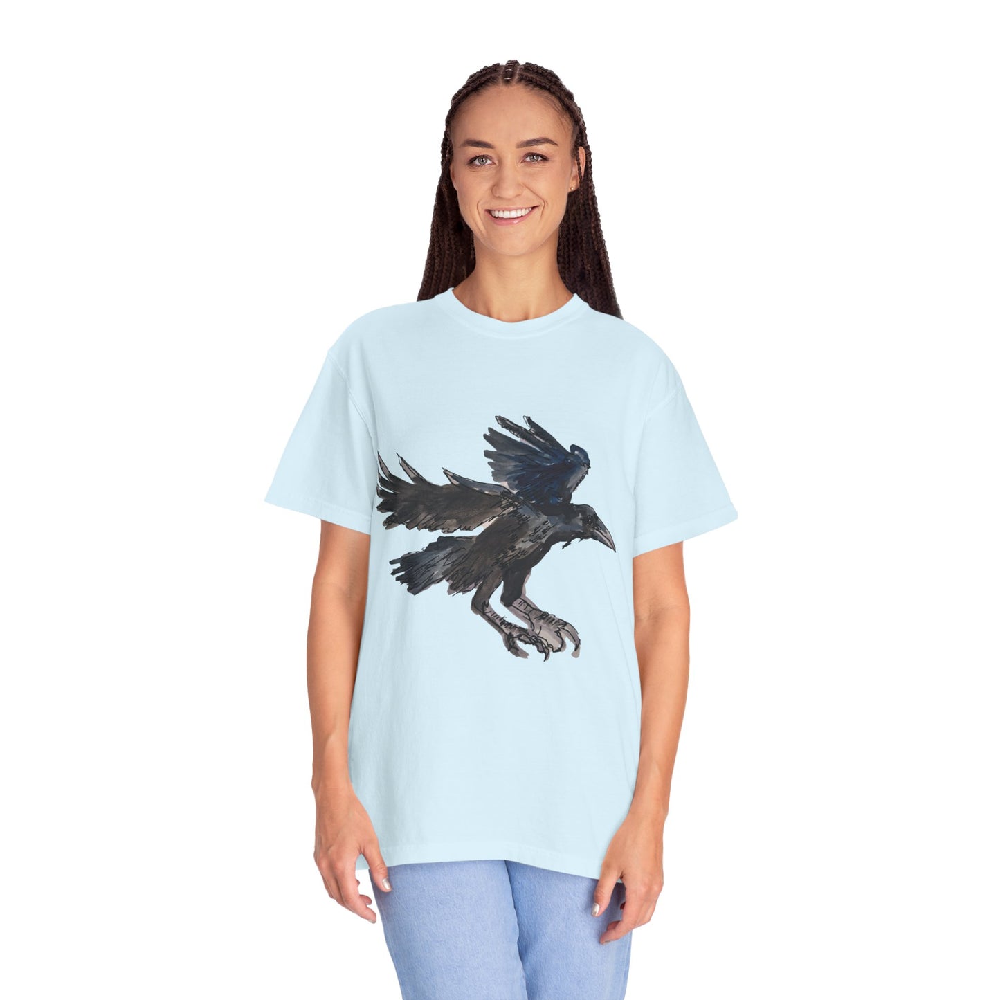 Raven Flight T-Shirt — Watercolor Crow Graphic Tee