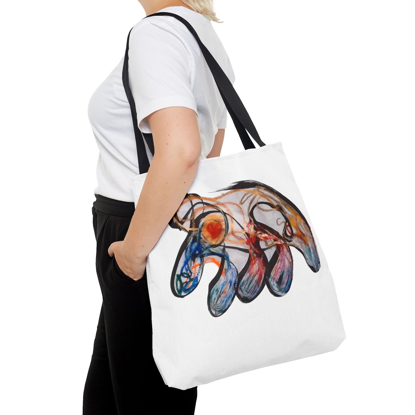 Abstract Hand-Painted Art Tote Bag — Colorful Organic Brushstroke Design