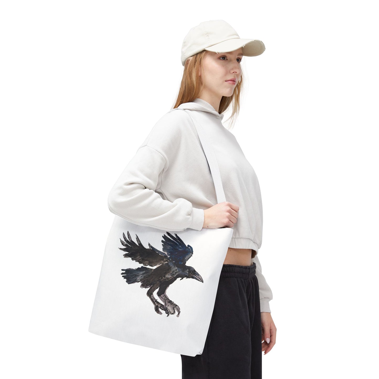 Raven Flight Tote Bag – Watercolor Crow Art AOP Canvas Tote