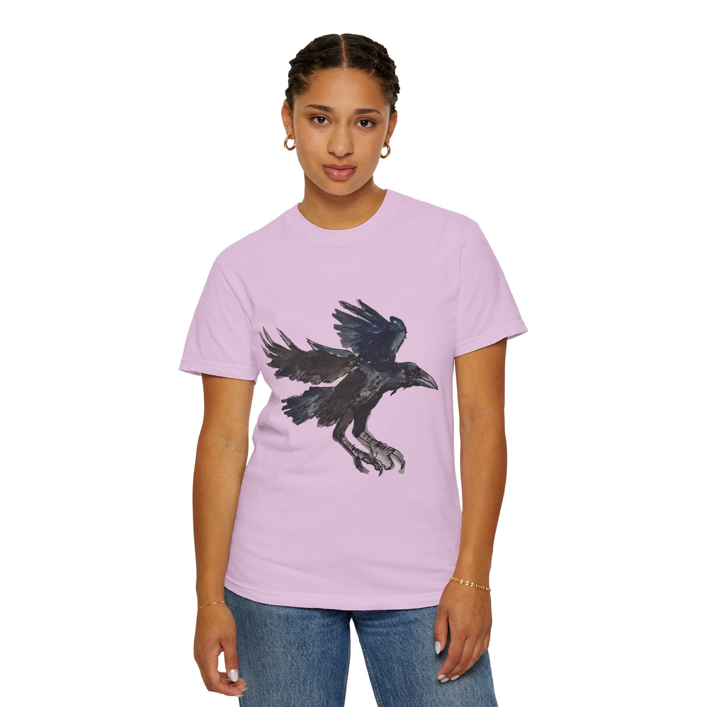 Raven Flight T-Shirt — Watercolor Crow Graphic Tee