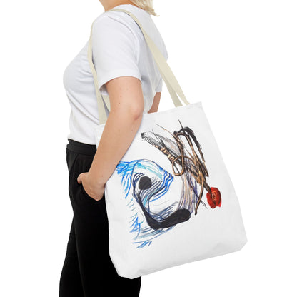 Abstract Art Tote Bag — Modern Brushstroke Design with Red Accent