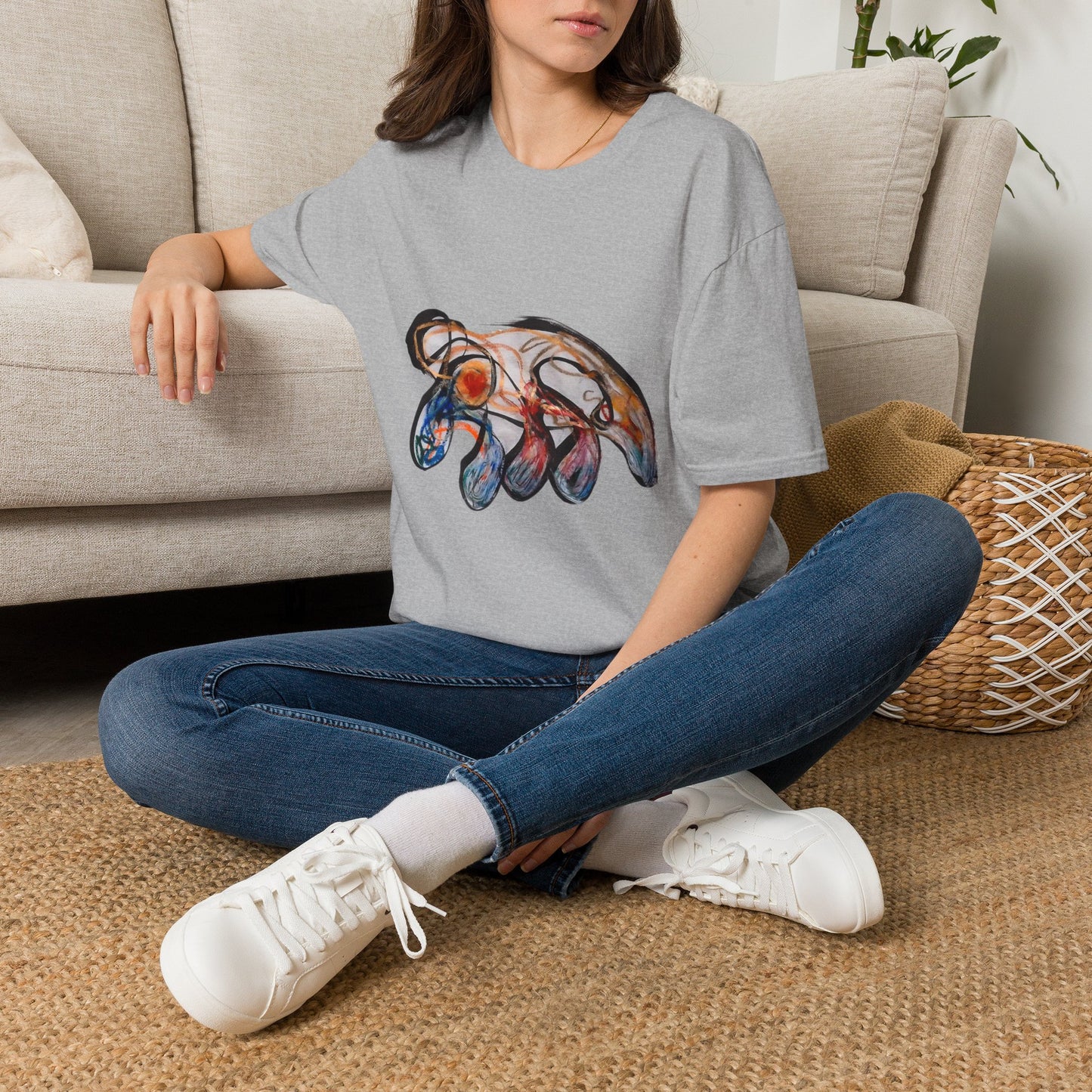 Abstract Wave Art T‑Shirt — Colorful Hand-Drawn Ocean Design