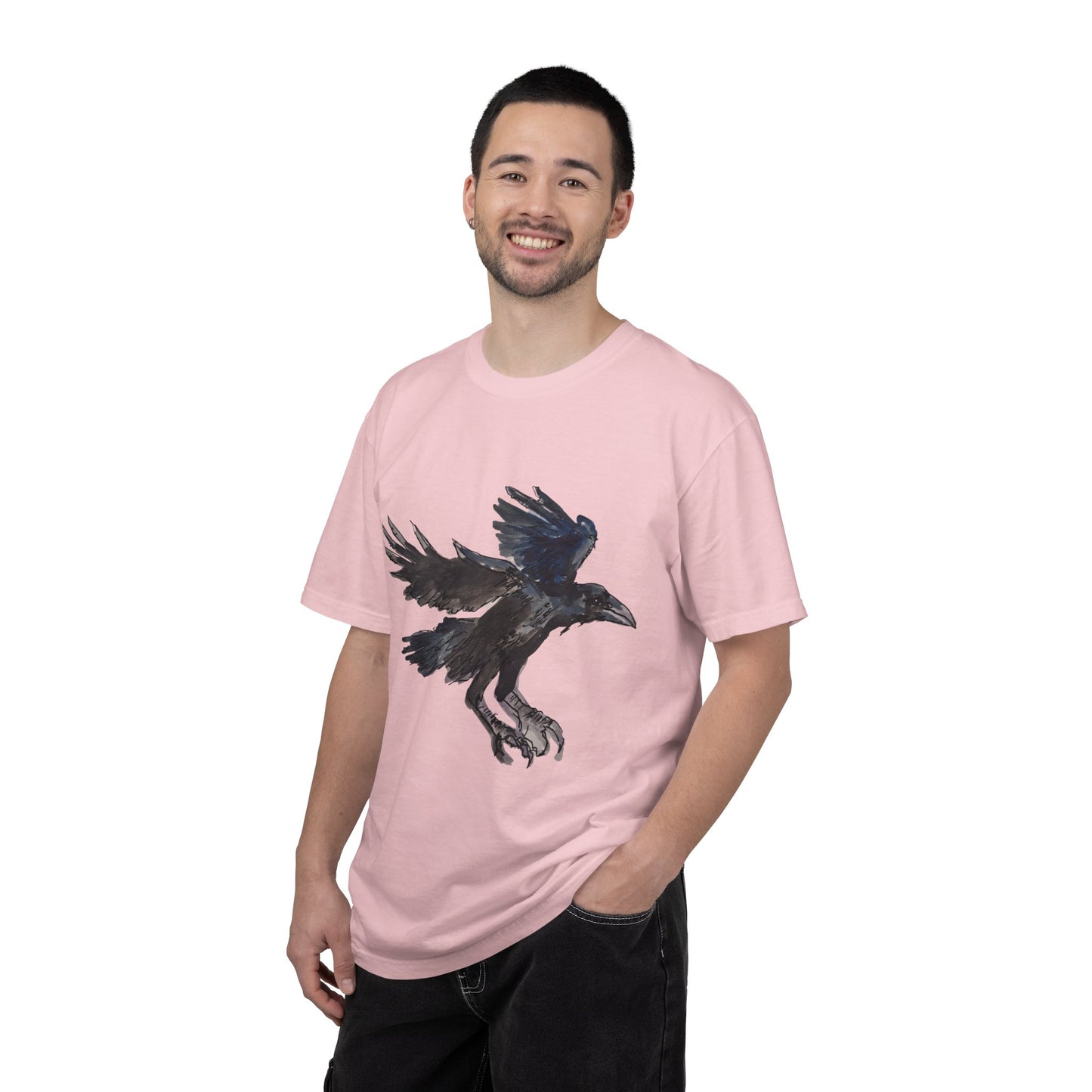 Raven Flight T-Shirt — Watercolor Crow Graphic Tee