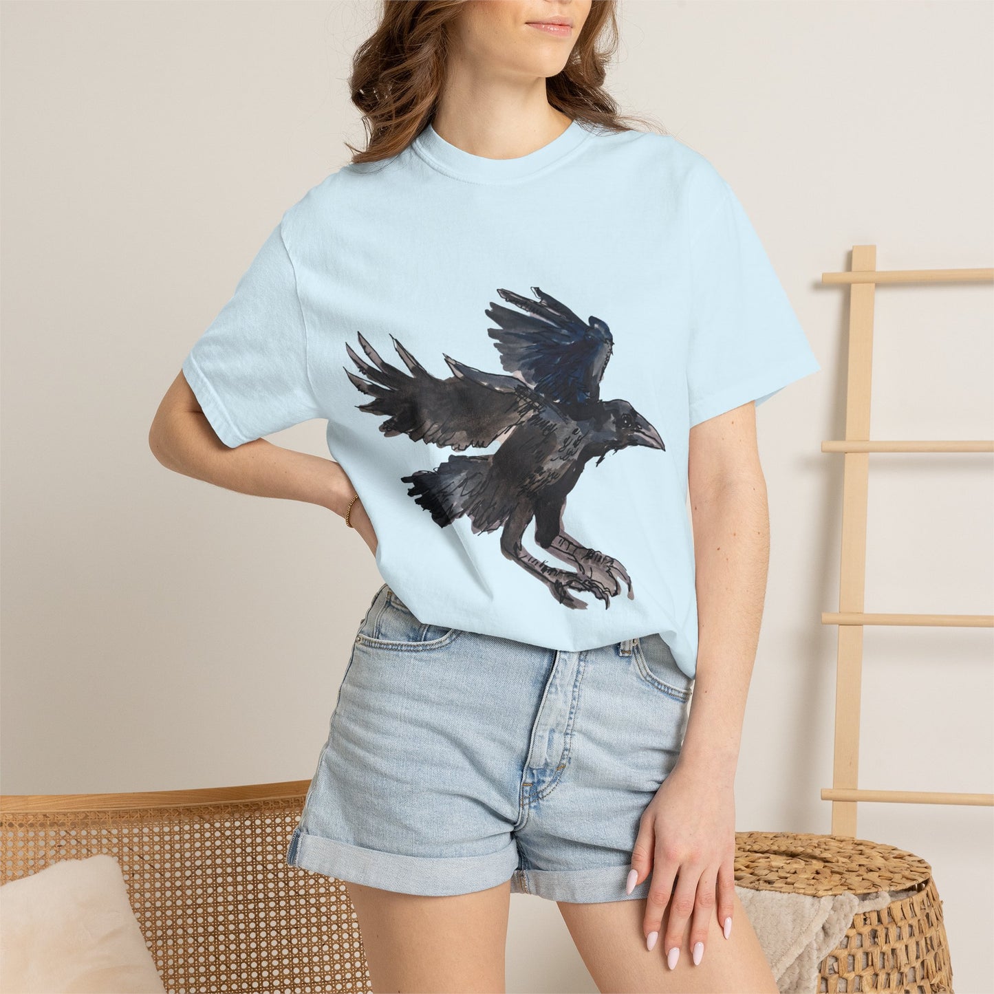 Raven Flight T-Shirt — Watercolor Crow Graphic Tee