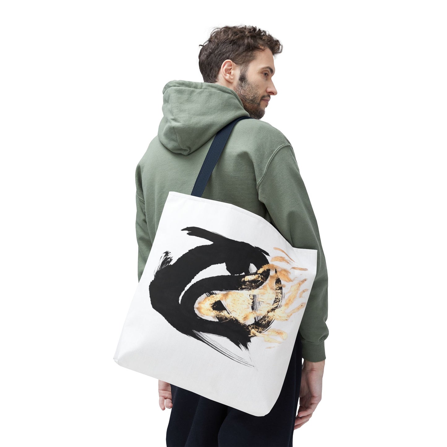 Abstract Sumi Ink Dragon Tote Bag — Canvas Tote
