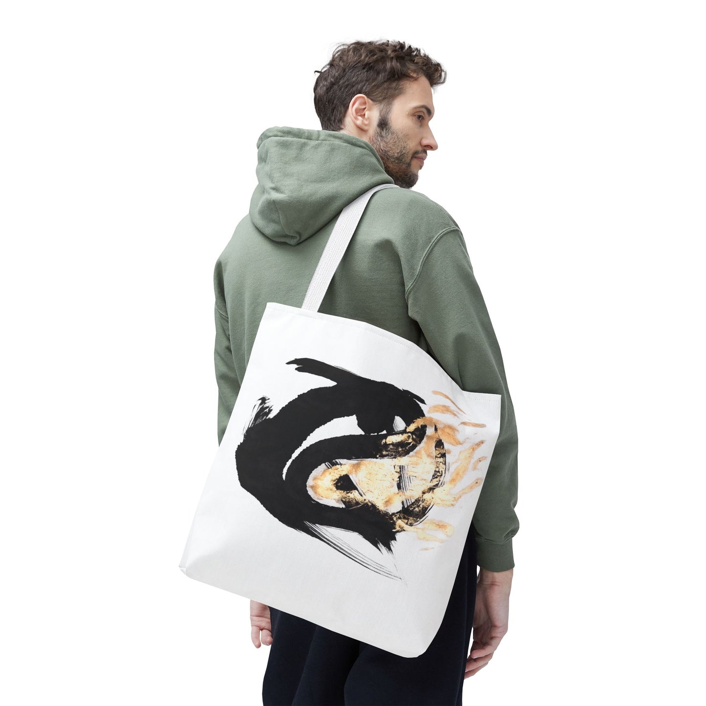 Abstract Sumi Ink Dragon Tote Bag — Canvas Tote